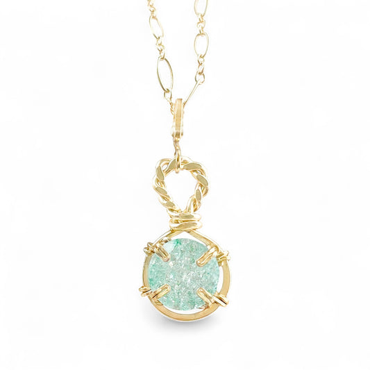 Paraiba Crackle Quartz Pendant Necklace
