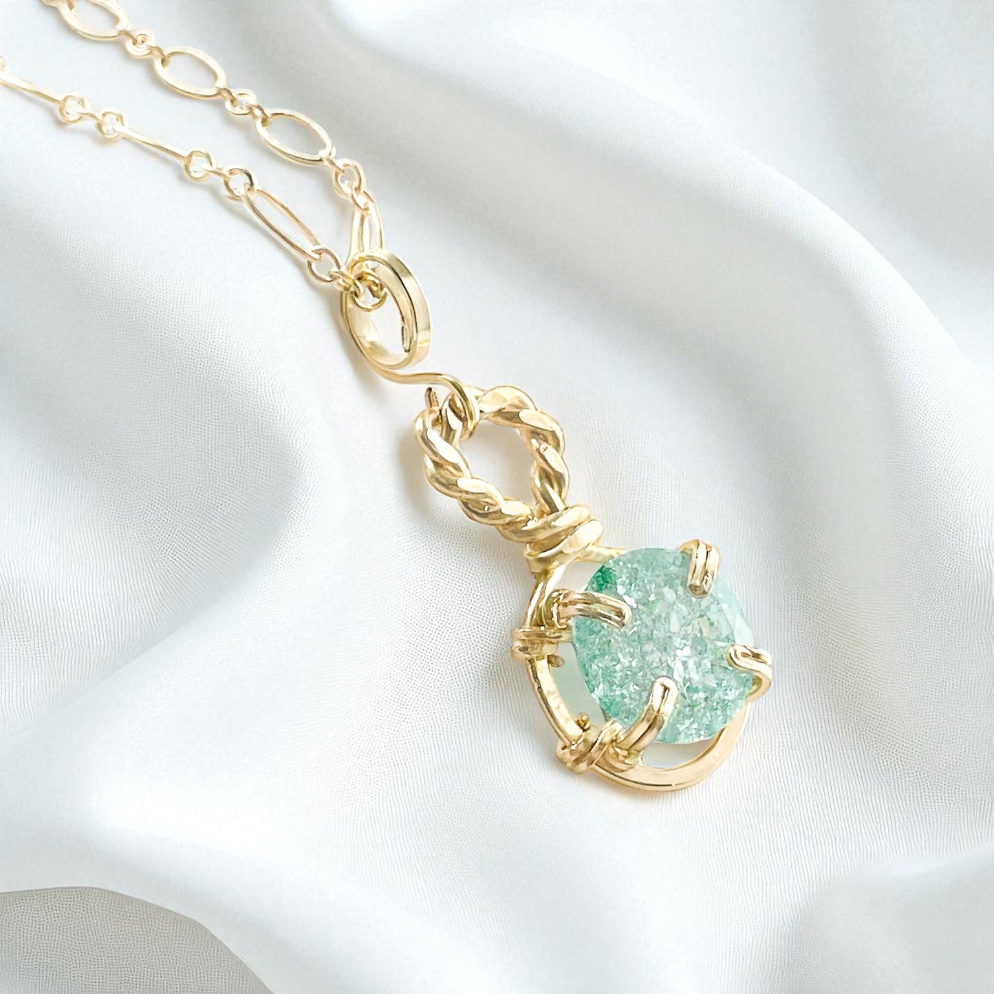 Paraiba Crackle Quartz Pendant Necklace