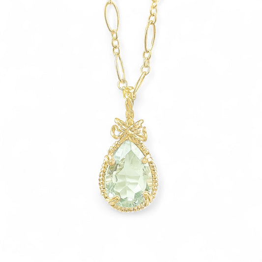 Green Amethyst Twisted Bail Necklace