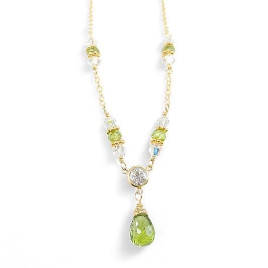 Peridot and Crystal Beaded Necklace