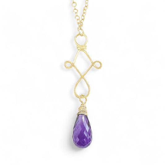 Purple Amethyst Briolette Drop Necklace