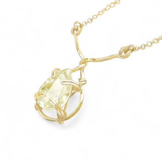 Lemon Quartz Pear Shaped Y Necklace