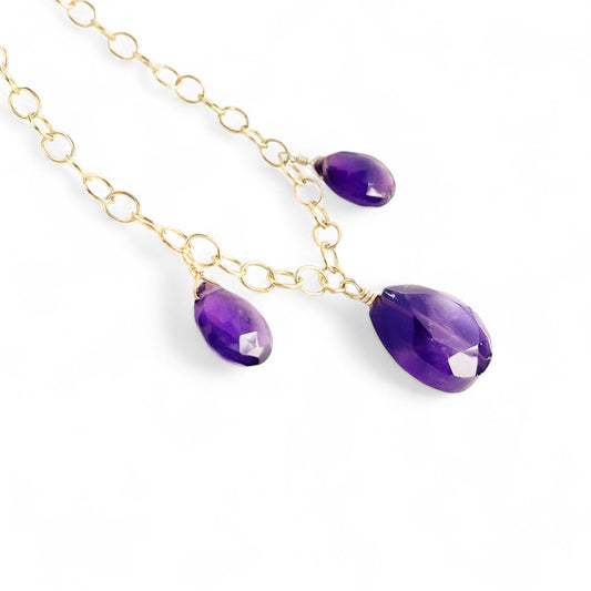Amethyst Three Drop Necklace