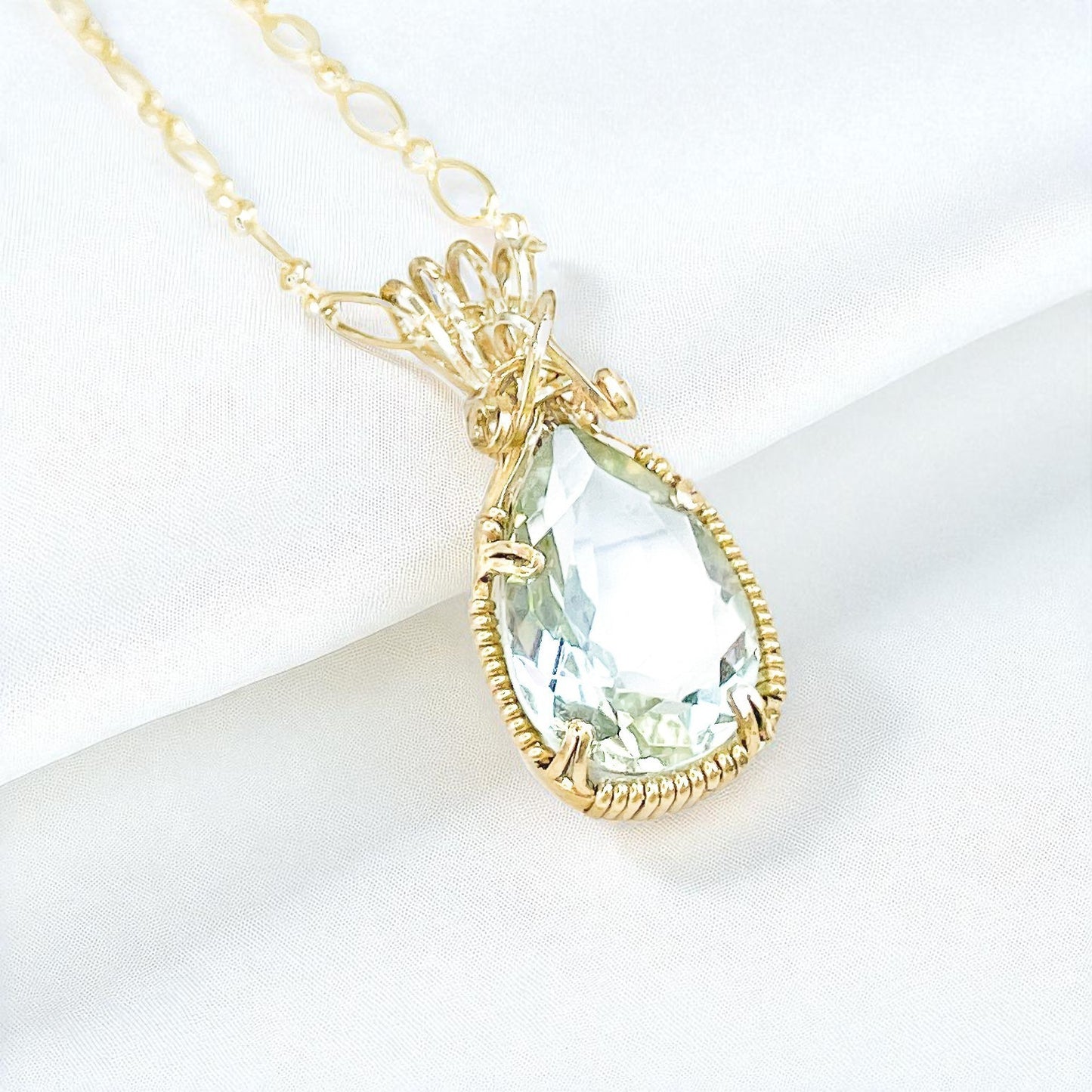 Green Amethyst Pendant Necklace