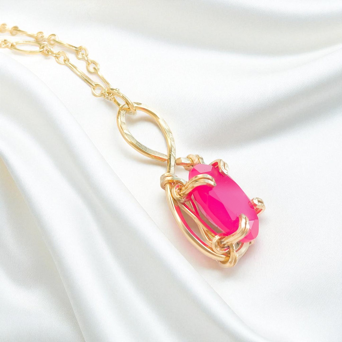 Pink Chalcedony Pendant Necklace