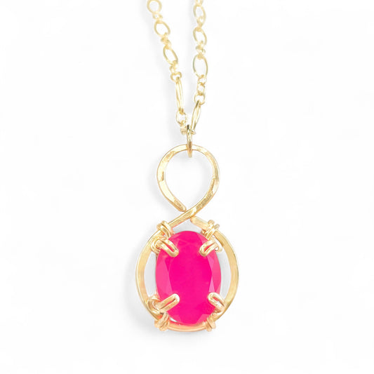Pink Chalcedony Pendant Necklace
