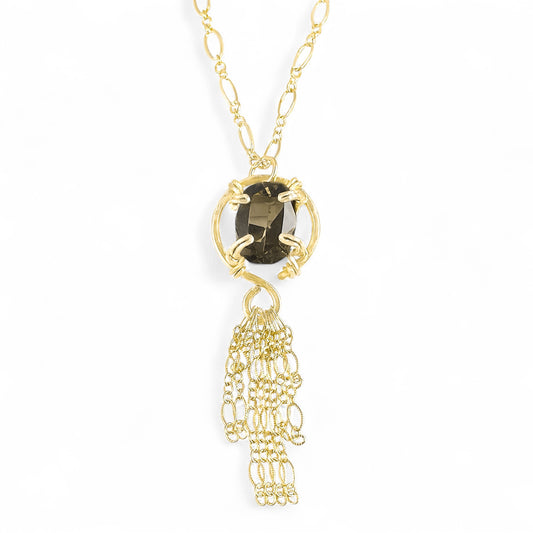 Smoky Quartz Fringe Pendant Necklace