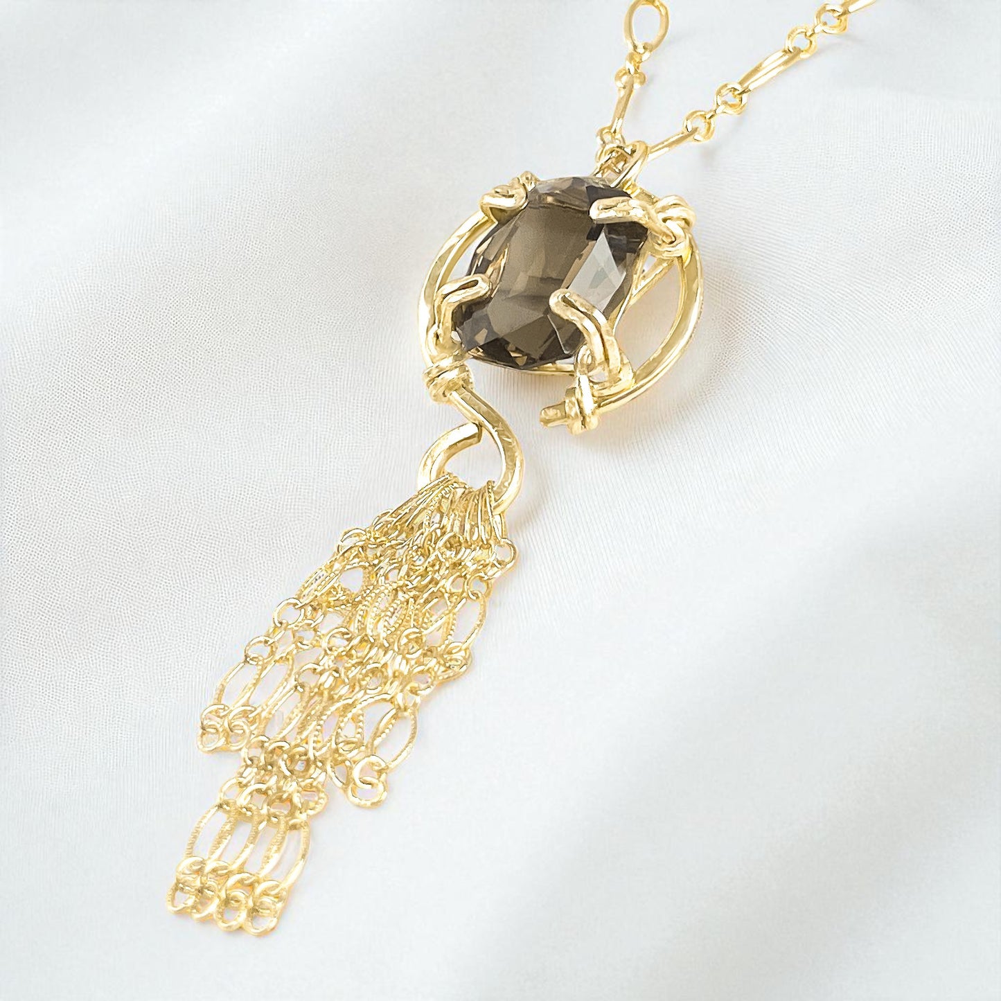 Smoky Quartz Fringe Pendant Necklace