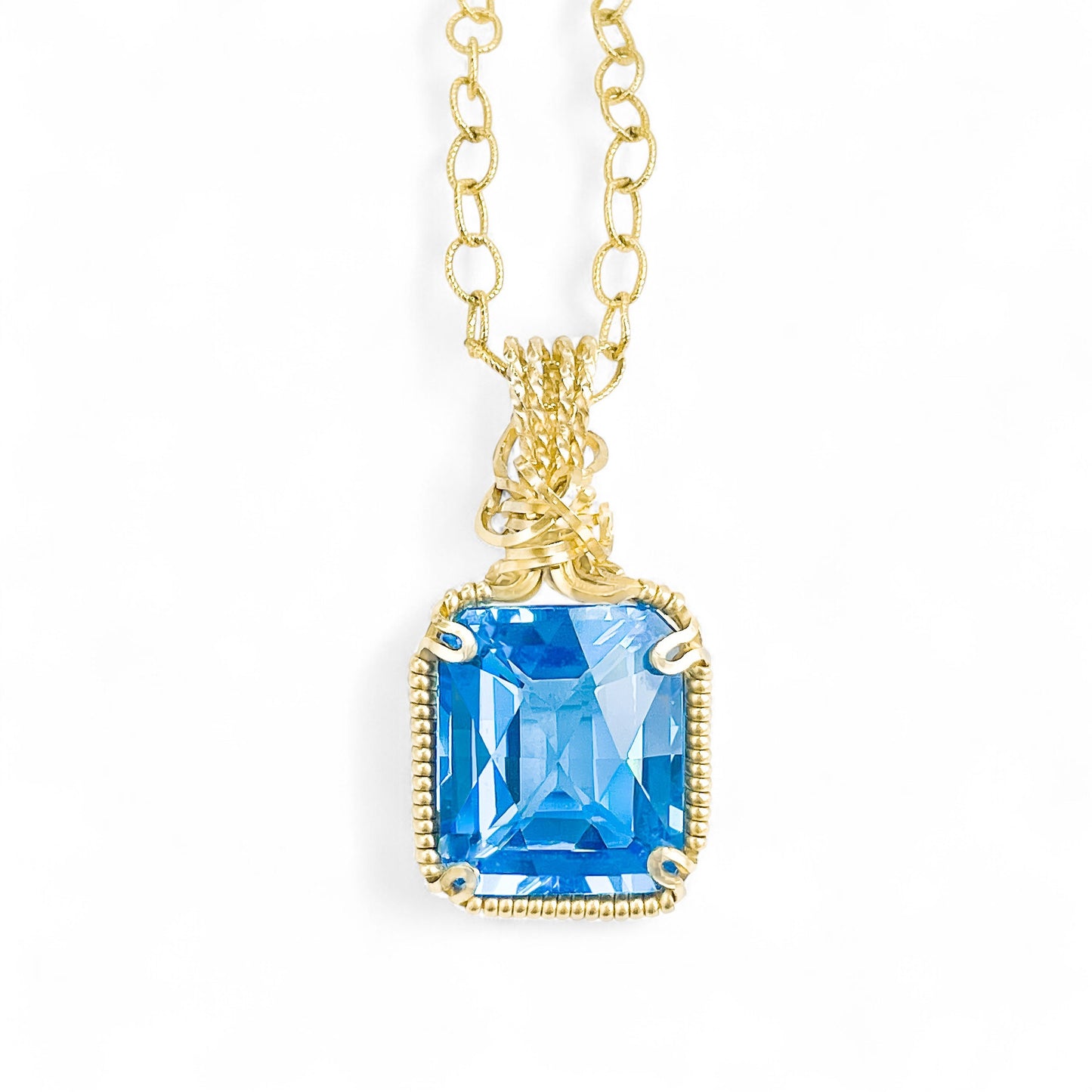 Swiss Blue Topaz Pendant Necklace