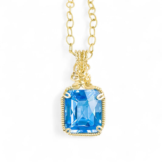 Swiss Blue Topaz Pendant Necklace