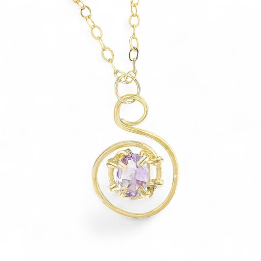 Purple Amethyst S Shaped Pendant Necklace