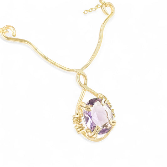 Purple Amethyst Y Necklace