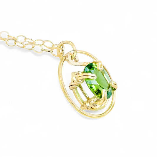 Peridot Circle Ring Pendant Necklace
