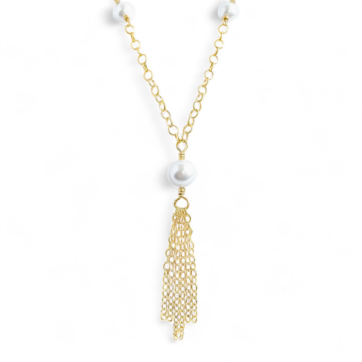 Swarovski White Pearl Fringe Necklace