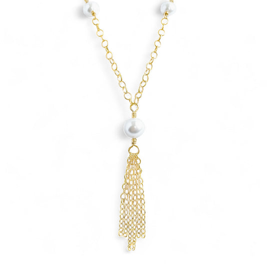 Swarovski White Pearl Fringe Necklace