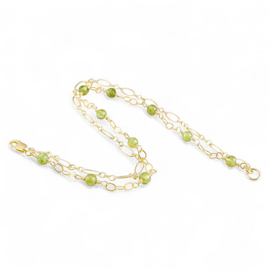 Peridot Two Strand Beaded Bracelet