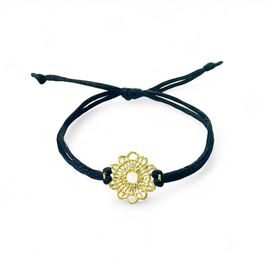 Gold Filigree Adjustable Cord Bracelet