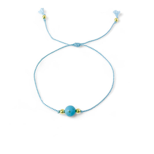 Turquoise Blue Silk Cord Adjustable Bracelet