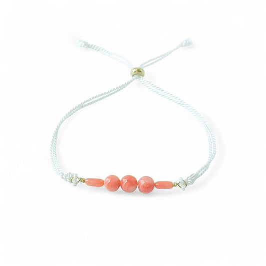 Coral Silk Cord Adjustable Bracelet