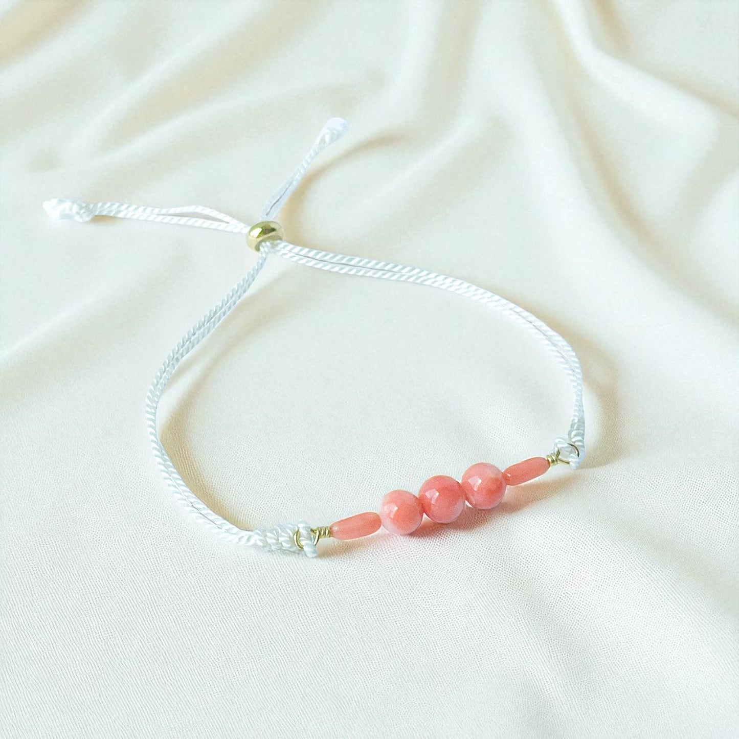 Coral Silk Cord Adjustable Bracelet