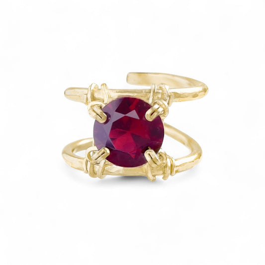 Garnet Double Banded Ring - Simulated