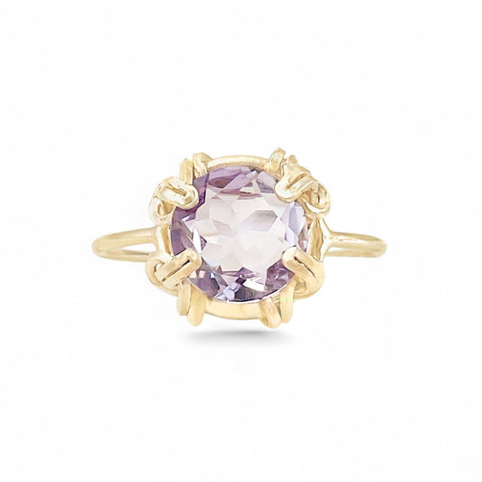 Purple Amethyst Thin Band Ring