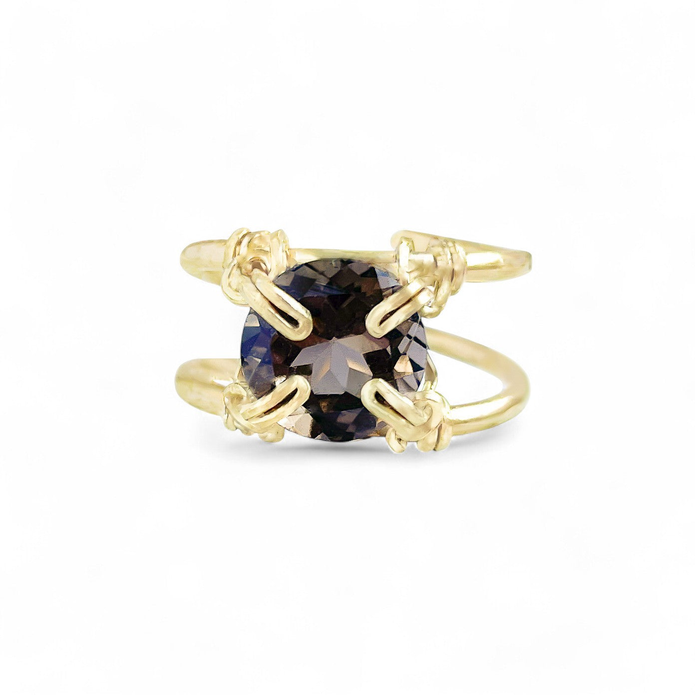 Smoky Quartz Double Banded Ring