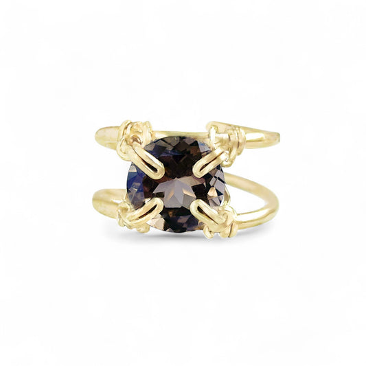 Smoky Quartz Double Banded Ring