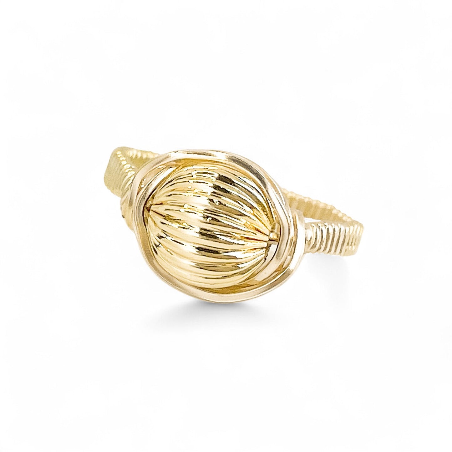 Gold Bead Wire Wrapped Ring