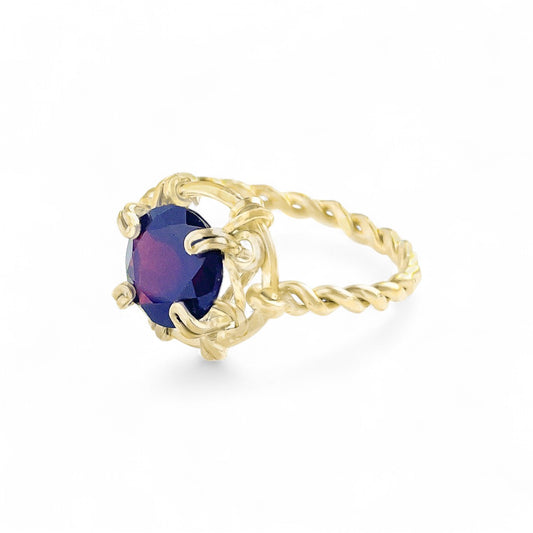 Garnet Twisted Band Ring