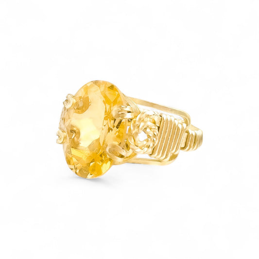 Citrine Double Swirl Ring