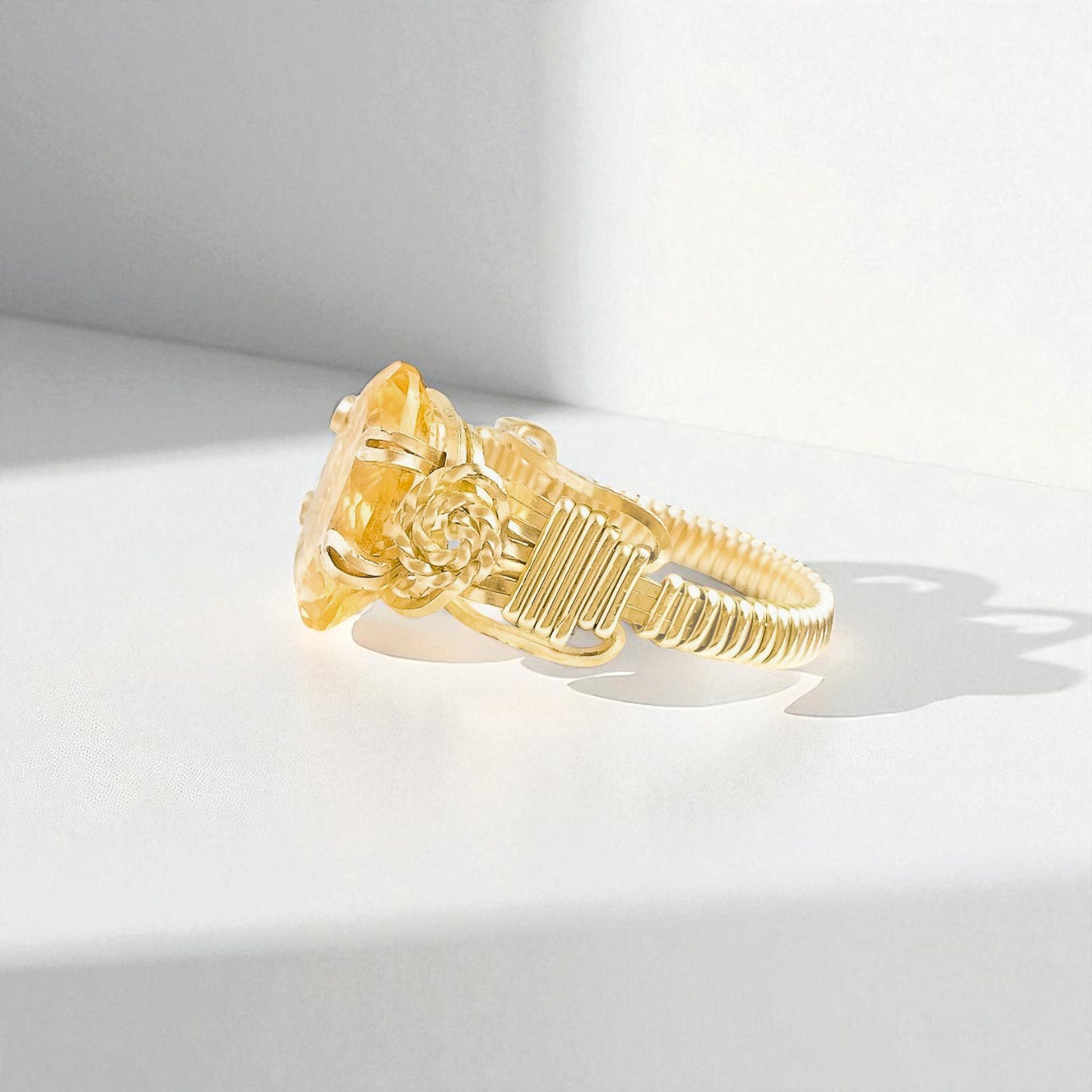 Citrine Double Swirl Ring