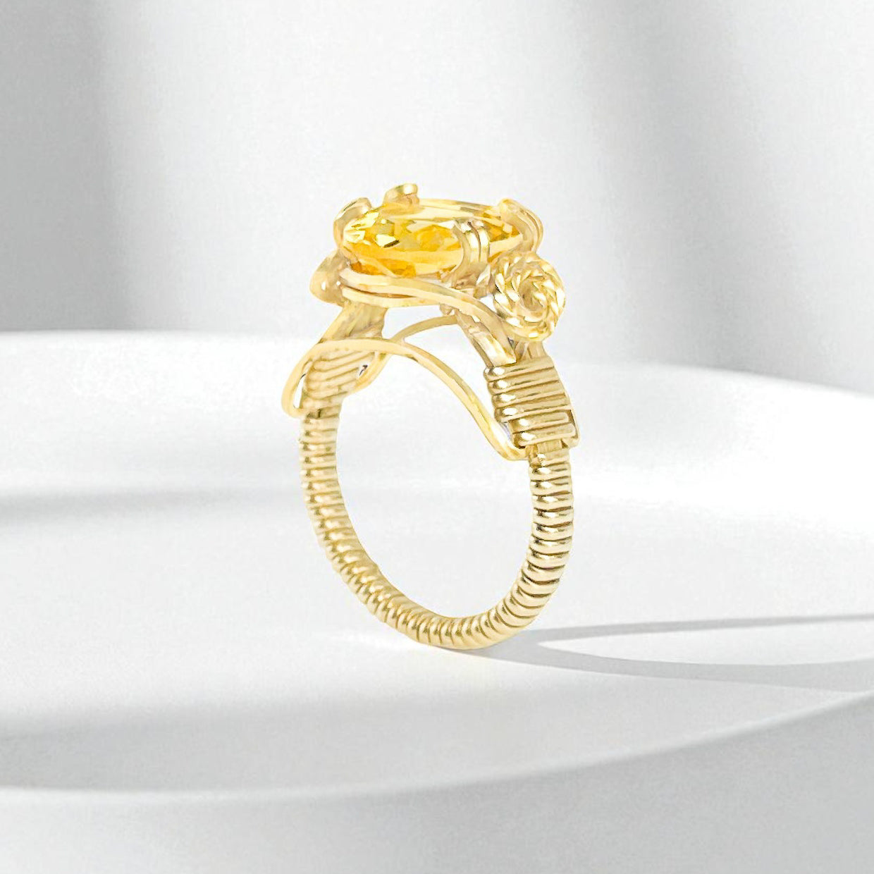 Citrine Double Swirl Ring