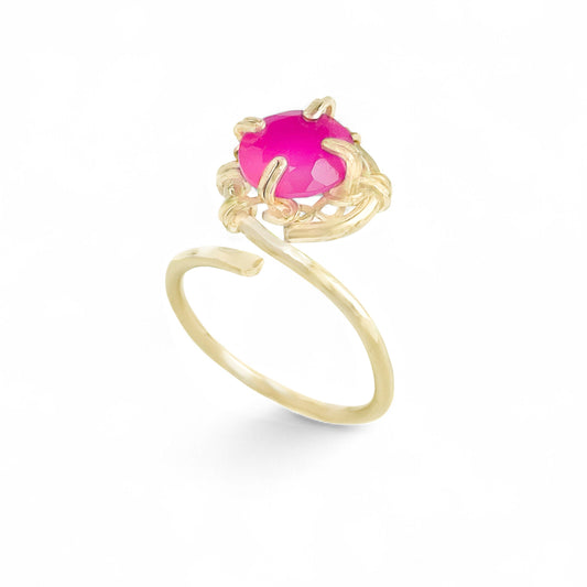 Pink Chalcedony Swirl Ring
