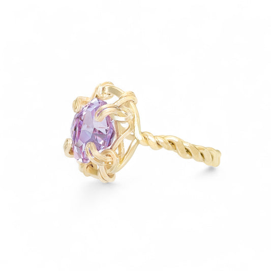 Purple Amethyst Twisted Band Ring