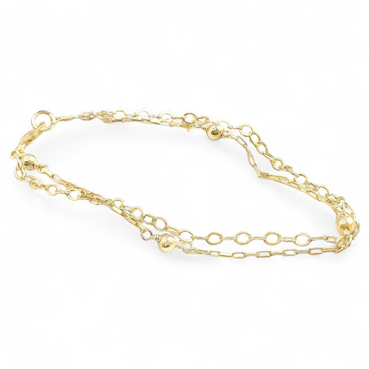 Gold Beaded Double Strand Bracelet