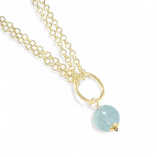 Aquamarine Bead Double Chain Bracelet