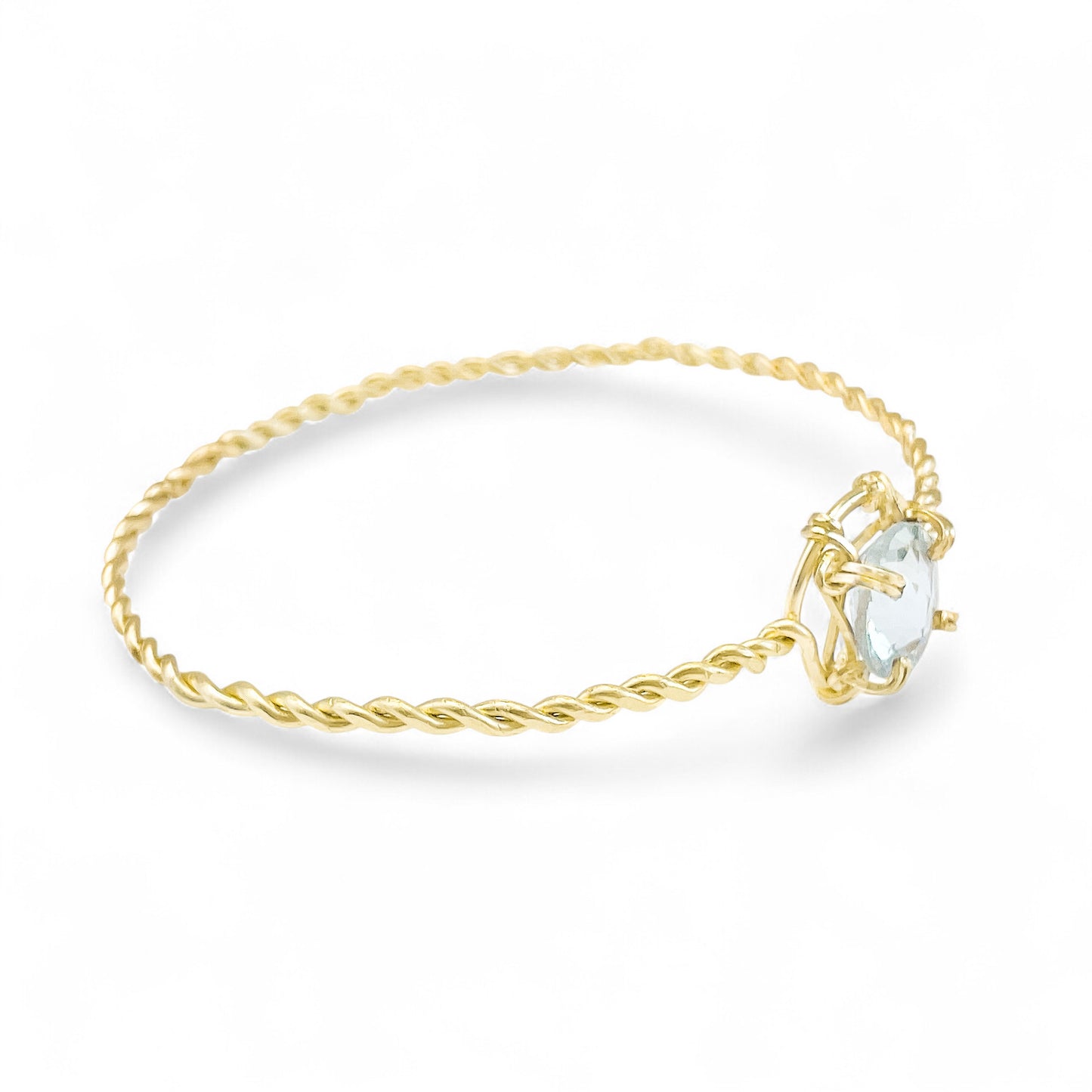 Aquamarine Twisted Gold Bangle Bracelet