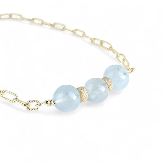Aquamarine Beaded Gold Bracelet