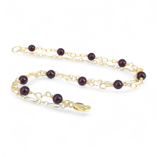 Garnet Two Strand Beaded Bracelet