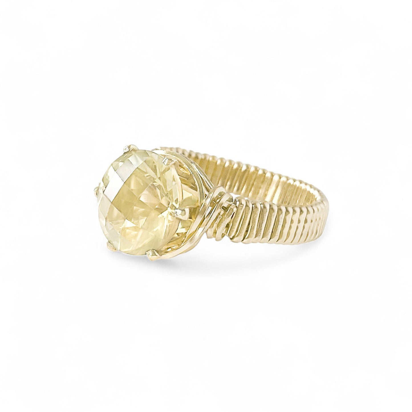 Lemon Quartz Wire Wrapped Ring