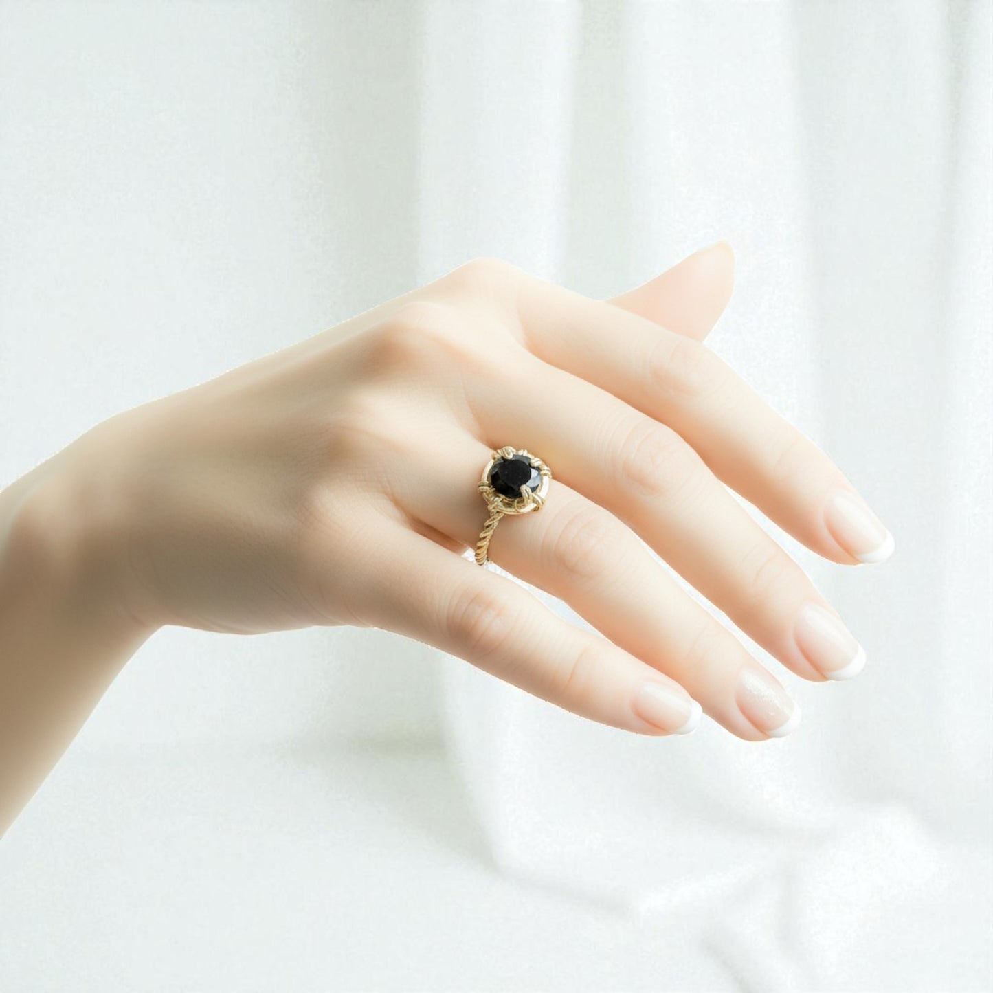 Garnet Twisted Band Ring