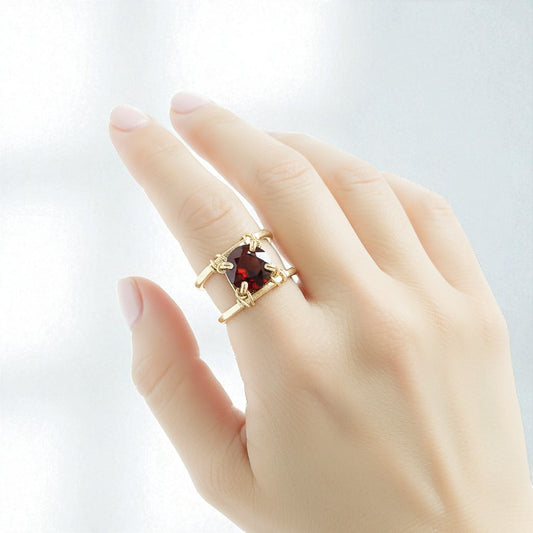 Garnet Double Banded Ring - Simulated