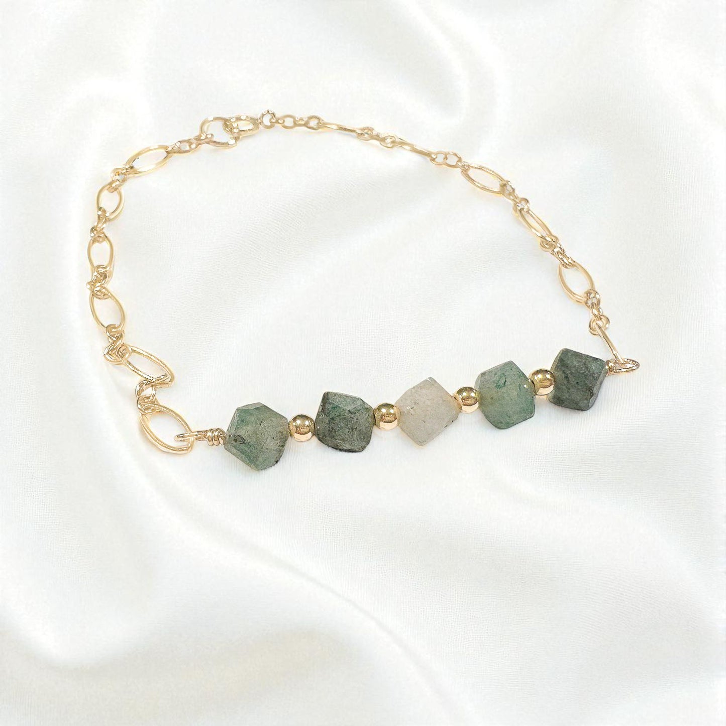 Aventurine Quartz Gold Chain Bracelet