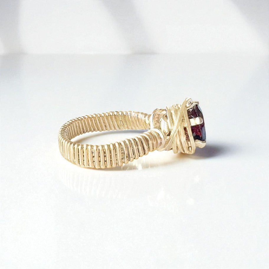 Garnet Wire Wrapped Ring
