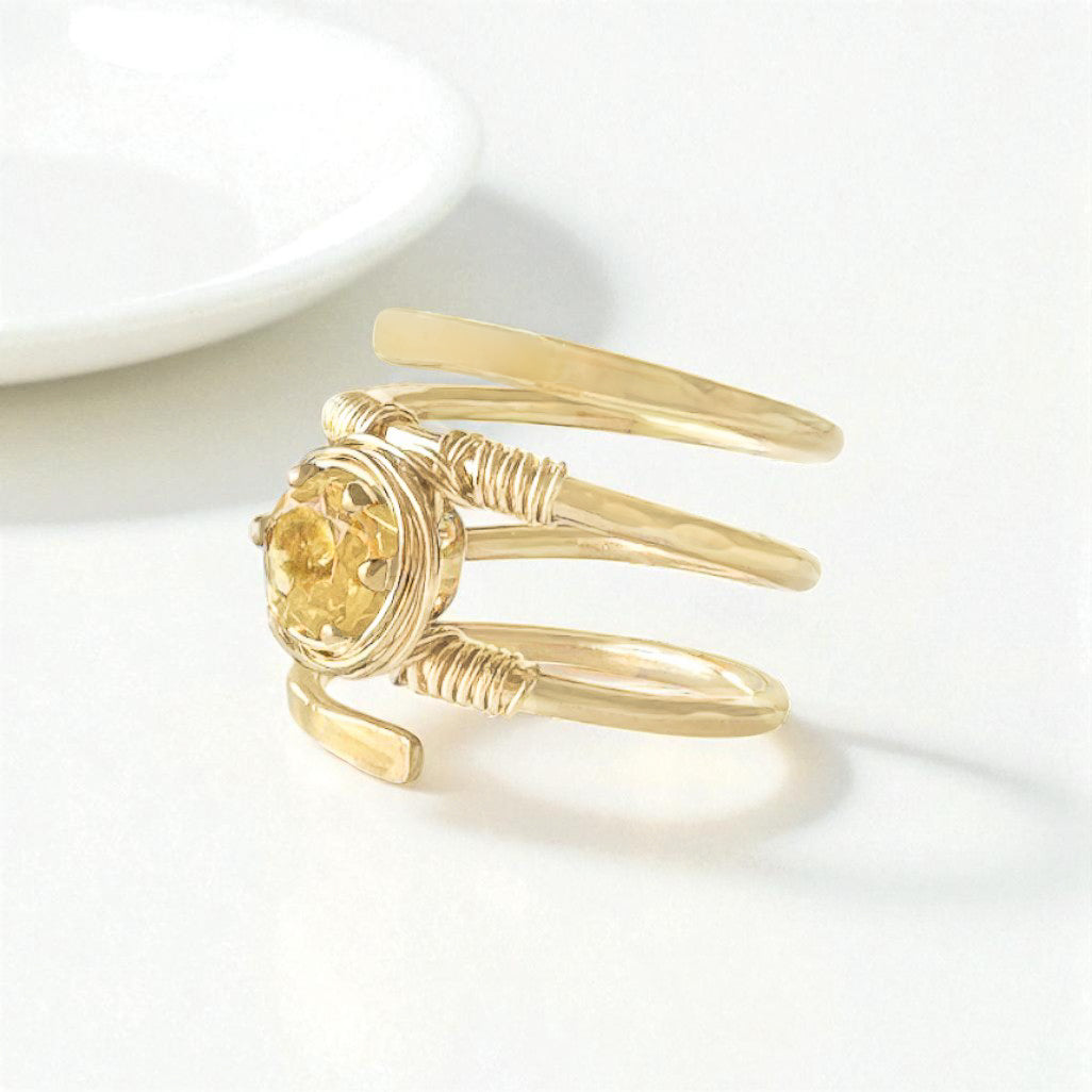 Citrine Spiral Ring