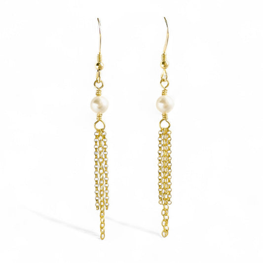 Swarovski White Pearl Fringe Earrings
