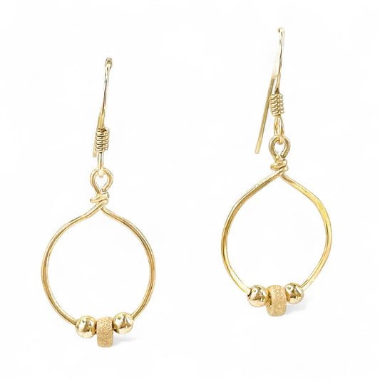 Gold Beaded Dainty Dangle Earrings