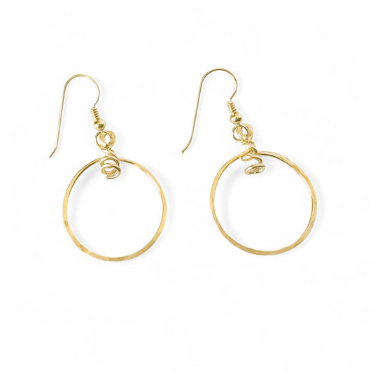 Gold Hoop Earrings with Swirls