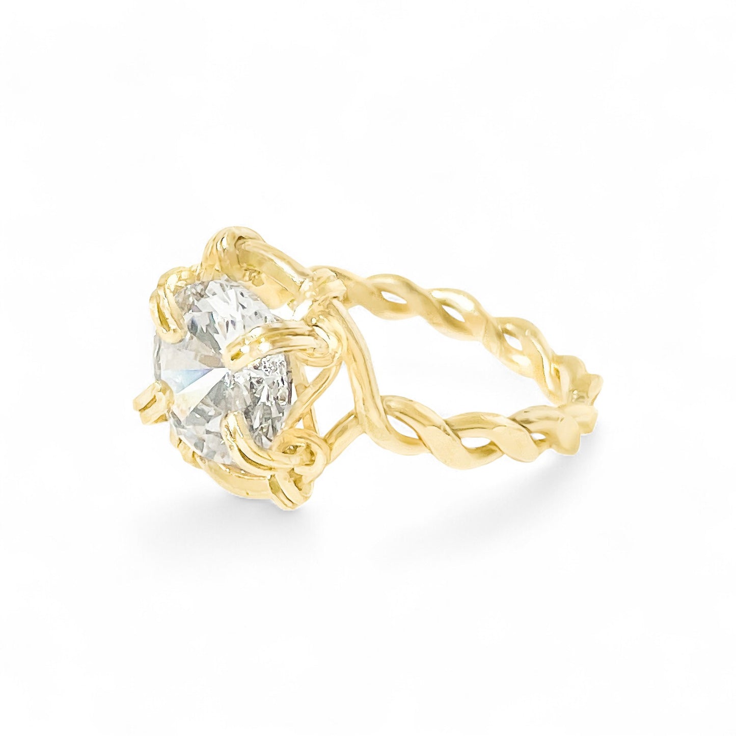 Cubic Zirconia Twisted Band Ring